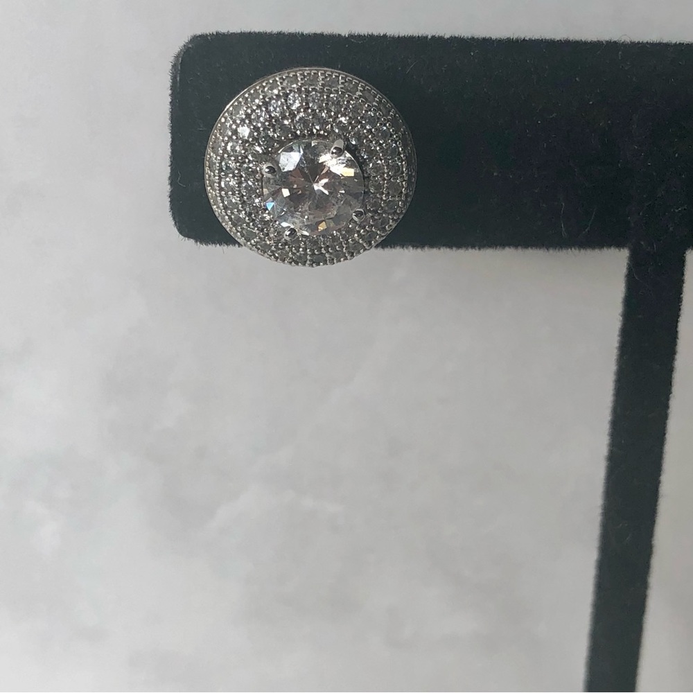 Sterling Silver 925 Circle Halo Stud Earrings - Picture 3 of 10